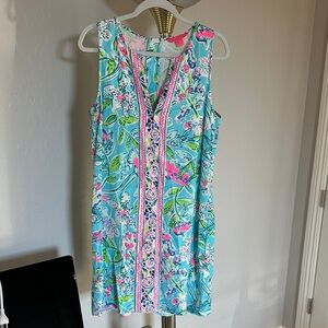 Lilly Pulitzer Vibrant Floral Mini Dress - Blue and Pink